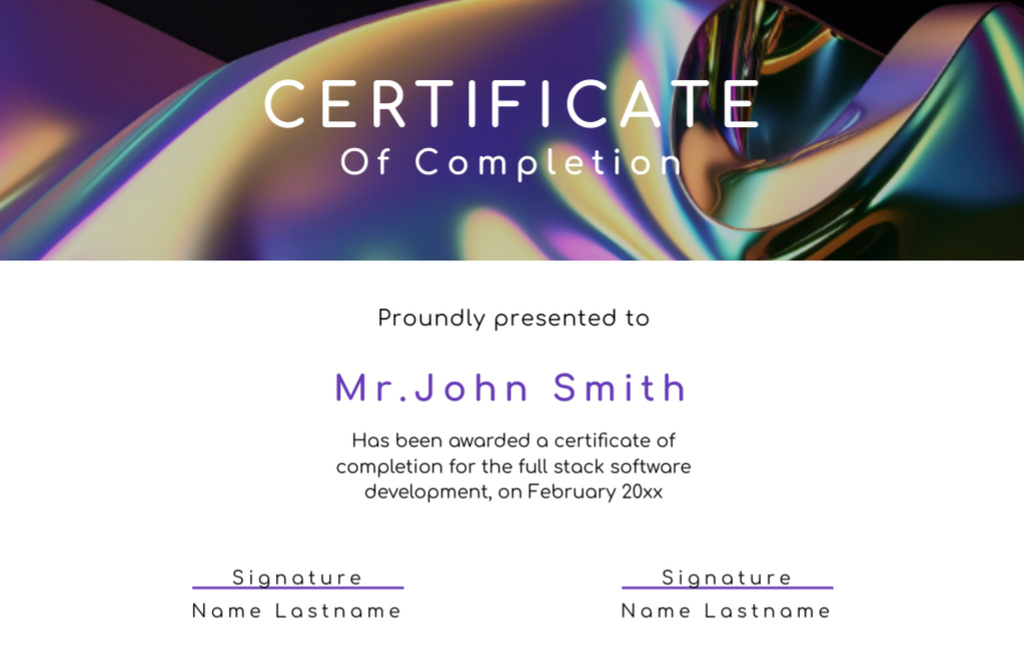 Completion of Software Development Course Award Certificate 5.5x8.5in – шаблон для дизайну