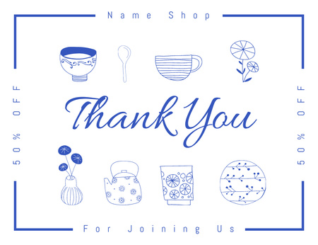 Platilla de diseño Ceramic Dishware Offer With Discount Thank You Card 5.5x4in Horizontal