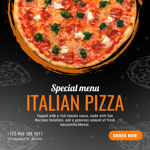 Ontwerpsjabloon van Instagram van Special Italian Pizza Menu
