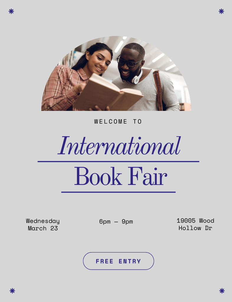 Designvorlage International Book Festival für Invitation 13.9x10.7cm