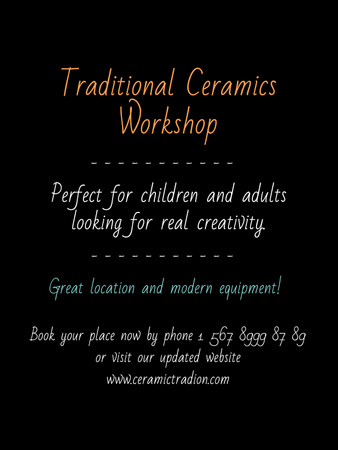 Traditional Ceramics Workshop promotion Poster US – шаблон для дизайна