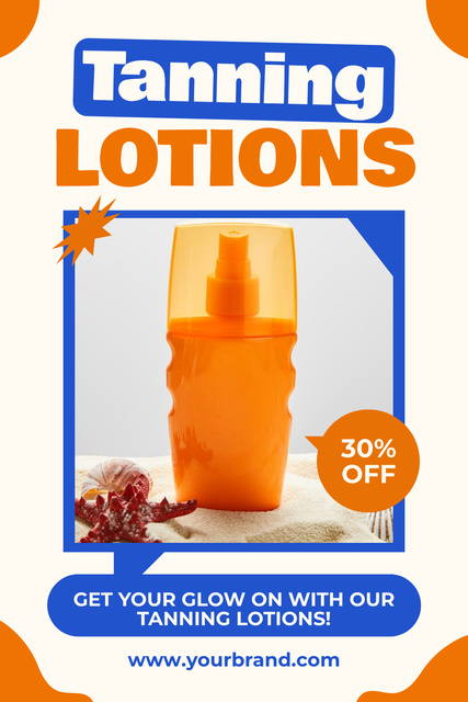 Discount on Shiny Tanning Lotions Pinterest Design Template