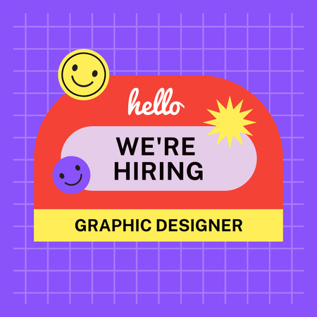Designvorlage Graphic Designer Vacancy Ad with Cute Stickers für Instagram