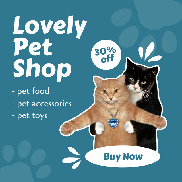 Ontwerpsjabloon van Instagram AD van Lovely Pet Shop With Discounts On Products