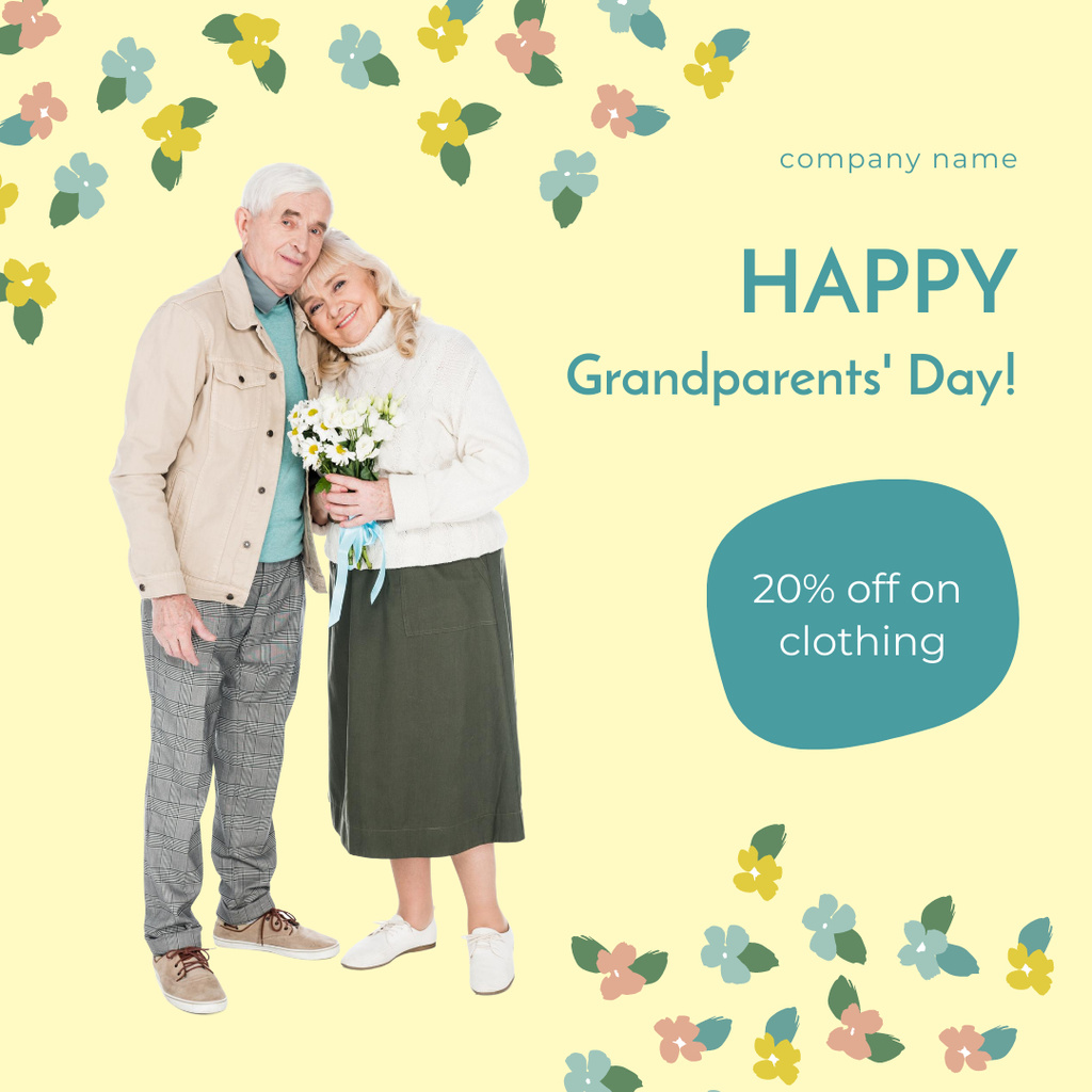 Happy Grandparents' Day Clothing At Discounted Rates Offer Instagram Design Template
