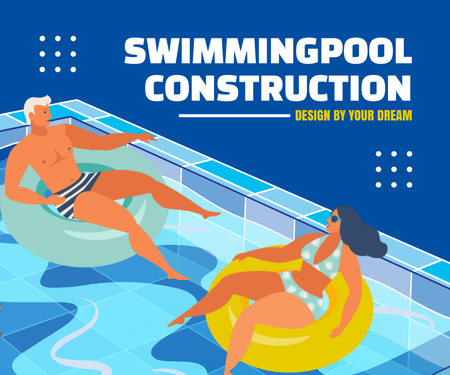 Pool Construction Services Offer Large Rectangle Šablona návrhu