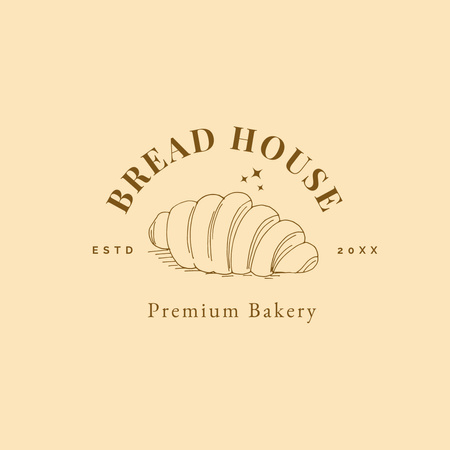 Bakery Ad with Yummy Bread Logo 1080x1080px Design Template