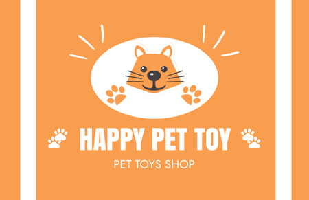Plantilla de diseño de Oferta de juguetes para mascotas en naranja Business Card 85x55mm 