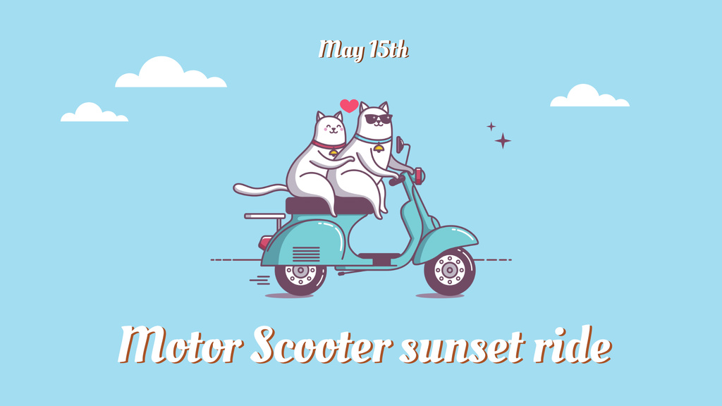 Cats riding on Scooter FB event cover – шаблон для дизайна