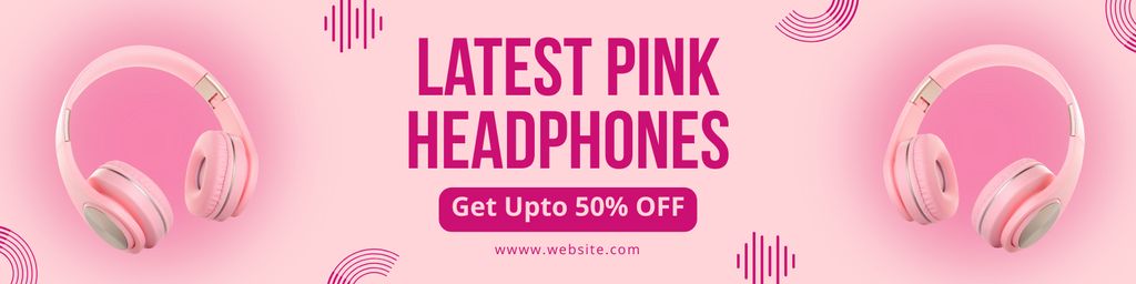 Latest and Trendy Pink Headphones Twitterデザインテンプレート
