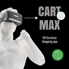 VR Headset Offer with Antique Statue in Virtual Reality Glasses