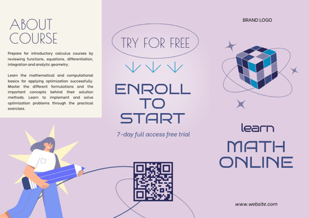 Plantilla de diseño de Ofreciendo cursos en línea en matemáticas Brochure 