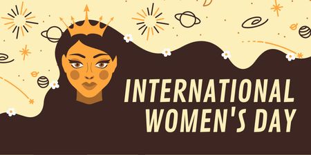 International Women's Day Celebration with Woman in Crown Twitter Design Template