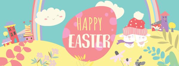 Bright Easter Greeting with Funny Illustration