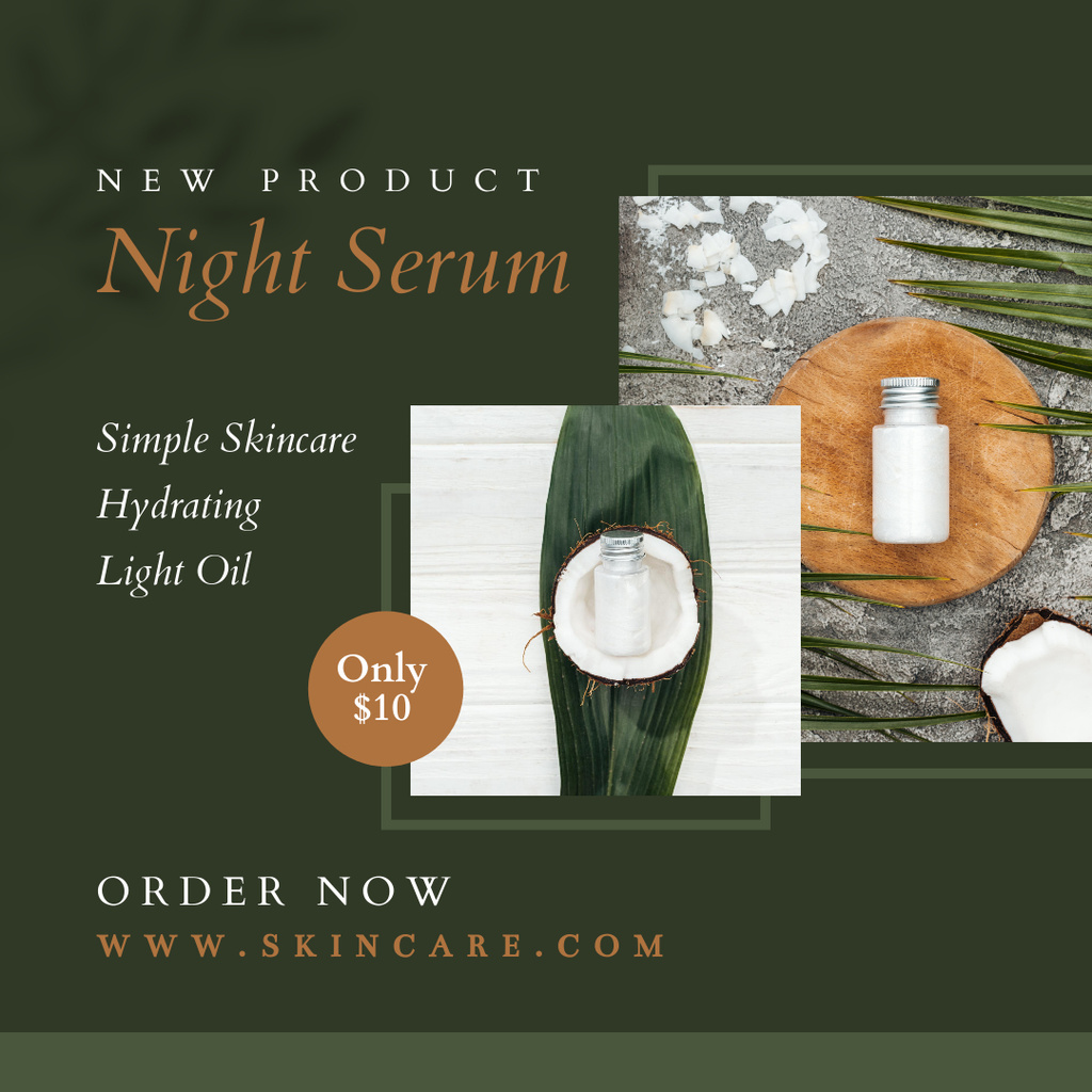 Modèle de visuel Skincare Night Serum Sale - Instagram