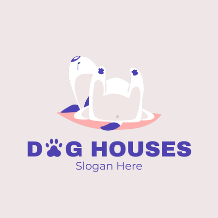 Uyku için Köpek Evleri Animated Logo Tasarım Şablonu