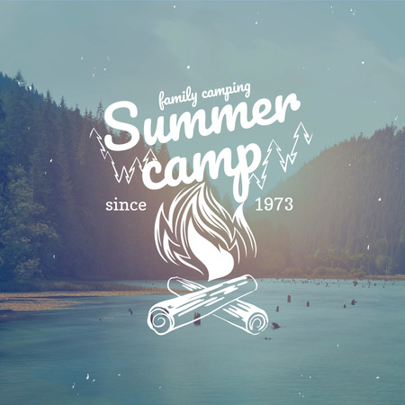 Summer camp with Lake Landscape Instagram Design Template