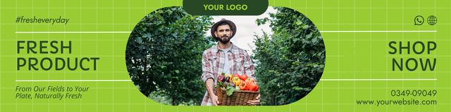 Shop Our Fresh Farm Vegetables Twitter Šablona návrhu