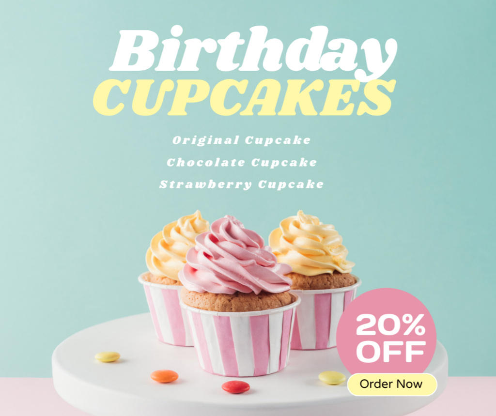 Designvorlage Birthday Cake Discount Offer für Facebook