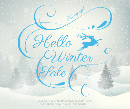 Template di design Winter Sale announcement with Snowy forest Facebook