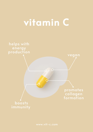Modèle de visuel pilule de vitamine c pour une meilleure santé - Poster