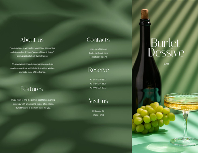 Template di design Bottle of Wine with Grapes Brochure 8.5x11in