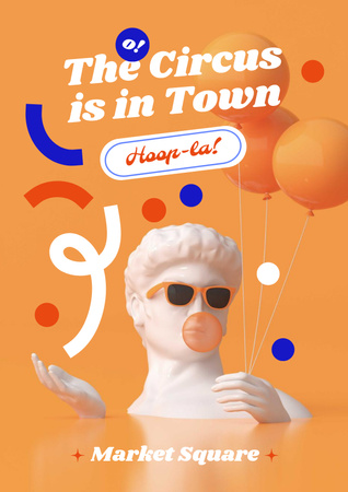 Platilla de diseño Circus Show Announcement with Funny Statue Poster