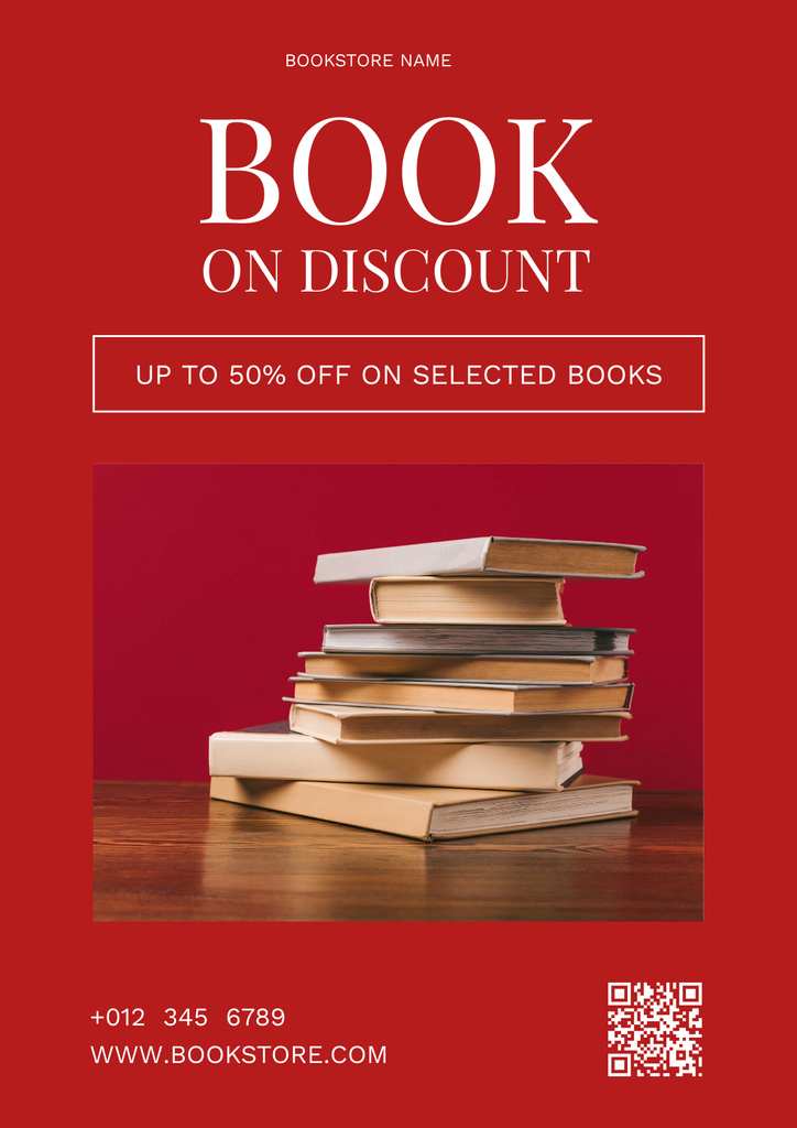 Ad of Books on Discount Poster Modelo de Design