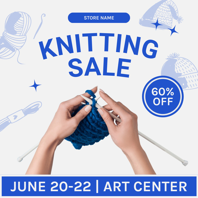 Ontwerpsjabloon van Instagram van Knitting Tools Sale Announcement