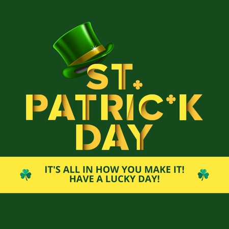 Festive St. Patrick's Day Greeting with Green Hat Instagram Design Template