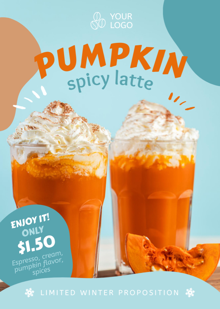 Designvorlage Winter Offer of Pumpkin Spicy Latte für Flayer