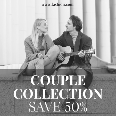 Couple Collection Anouncement with Man Playing Guitar for Lady  Instagram Design Template