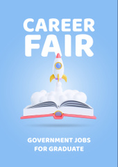 Career Fair Announcement with Rocket Launch on Top of Book
