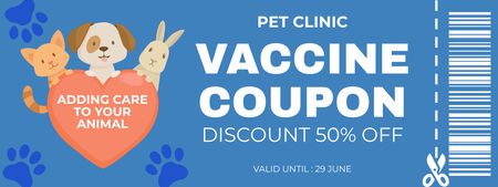 Ontwerpsjabloon van Coupon van Huisdieren Vaccinatie Diensten Korting