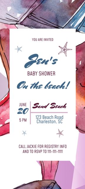 Baby Shower Party Announcement Invitation 9.5x21cm Design Template