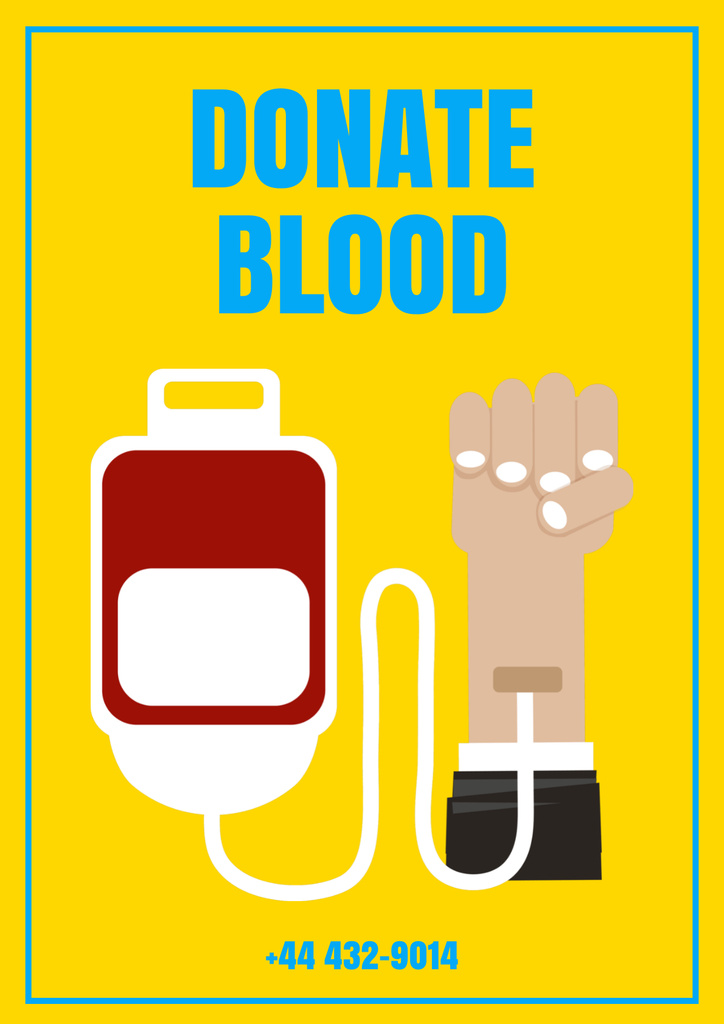 Blood Donation Motivation on Yellow Poster Tasarım Şablonu