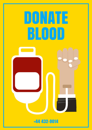 Blood Donation Motivation on Yellow Poster Design Template