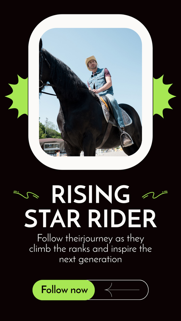 Designvorlage Man in Cowboy Hat Riding Horse für Instagram Story
