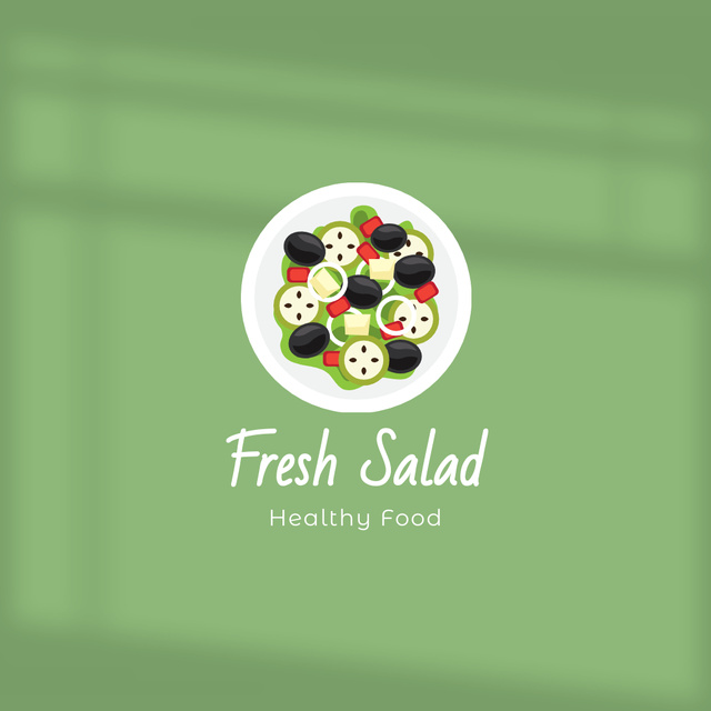 Fresh Salad Emblem Logo Design Template