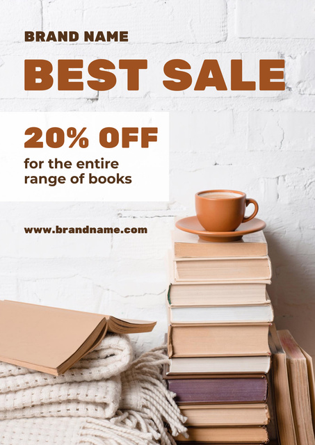 Best Books Sale Announcement with Discount Poster Design Template