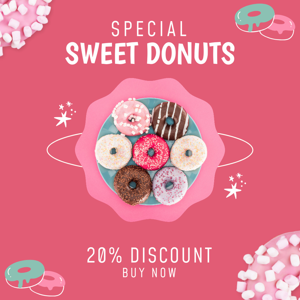 Designvorlage Special Offer for Sweet Donuts für Instagram