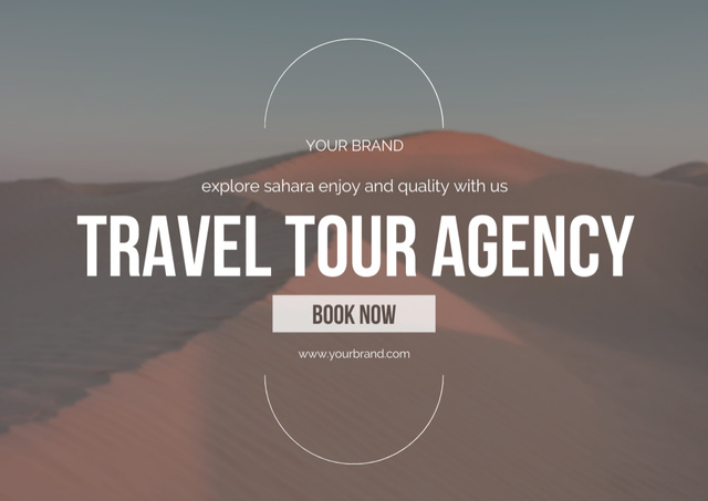 Tour Offer by Travel Agency with Desert and Sand-Dunes Card Šablona návrhu