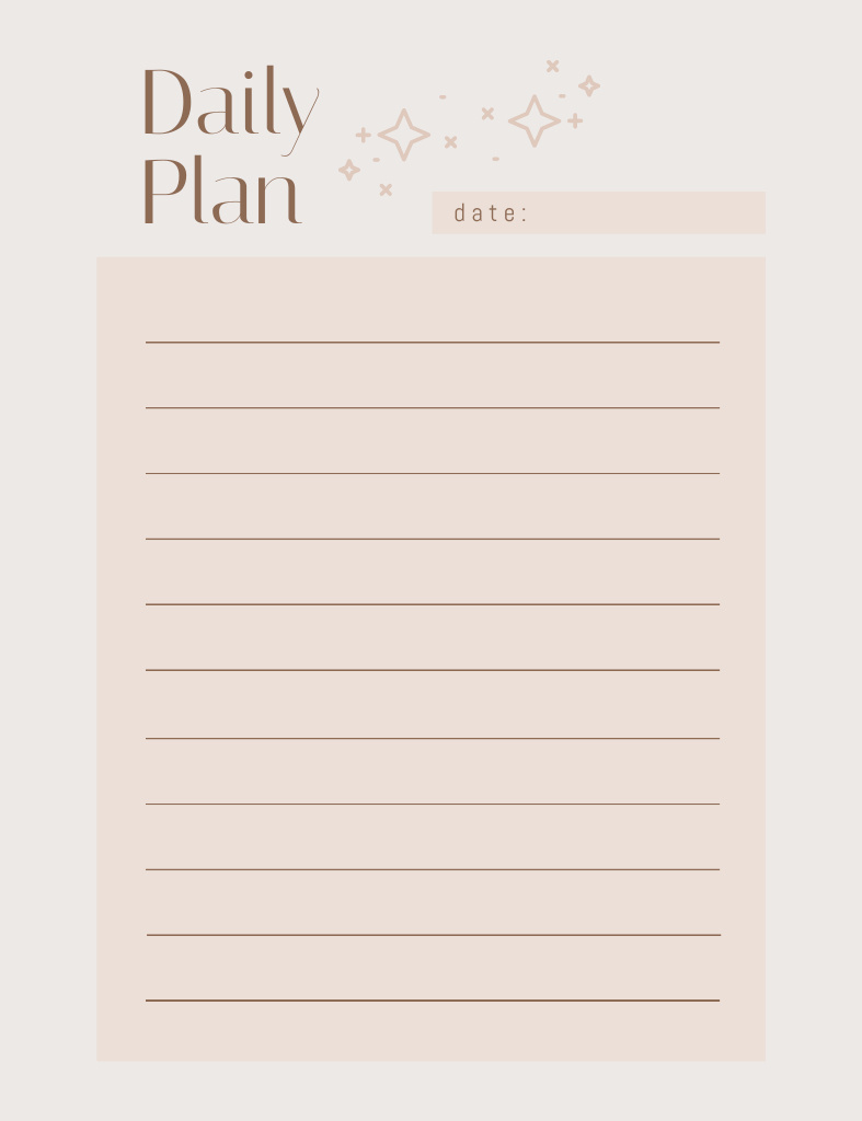 Elegant Daily To Do List with Stars on Beige Notepad 107x139mm – шаблон для дизайна