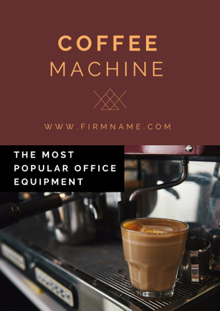 Kırmızı Cam Bardak Cappuccino ile Mükemmel Kahve Makinesi Teklifi Poster B2 Tasarım Şablonu