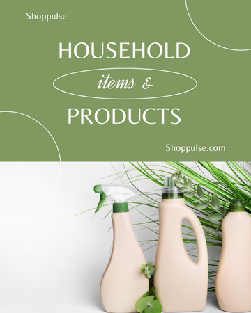 Household Products Store Ad with Detergents In Green Poster 16x20in Modelo de Design