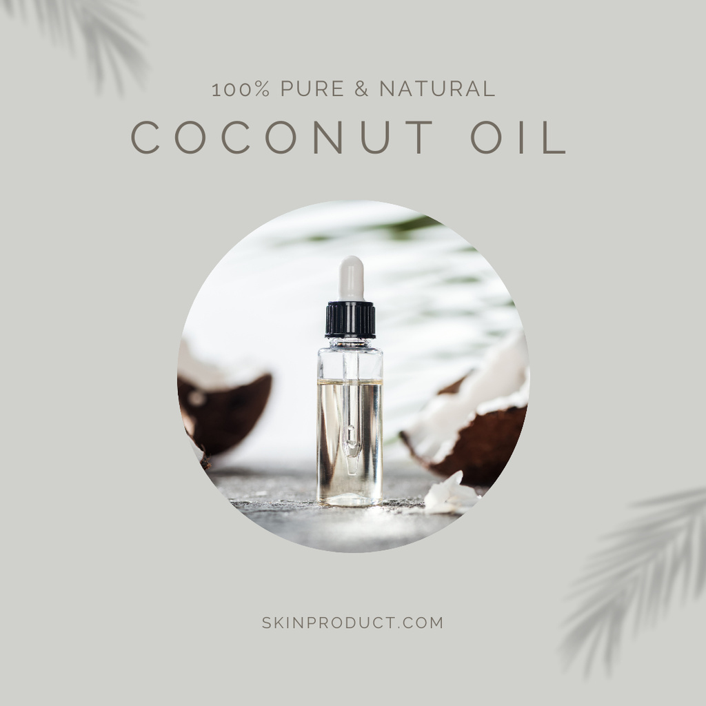 Coconut Skin Oil Ad Instagramデザインテンプレート