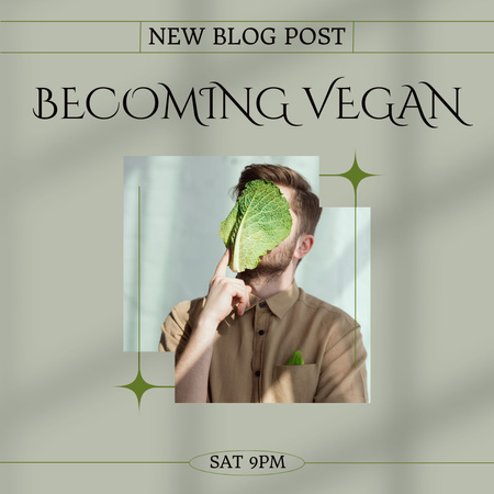 Modèle de visuel Devenir un article de blog végétalien - Instagram