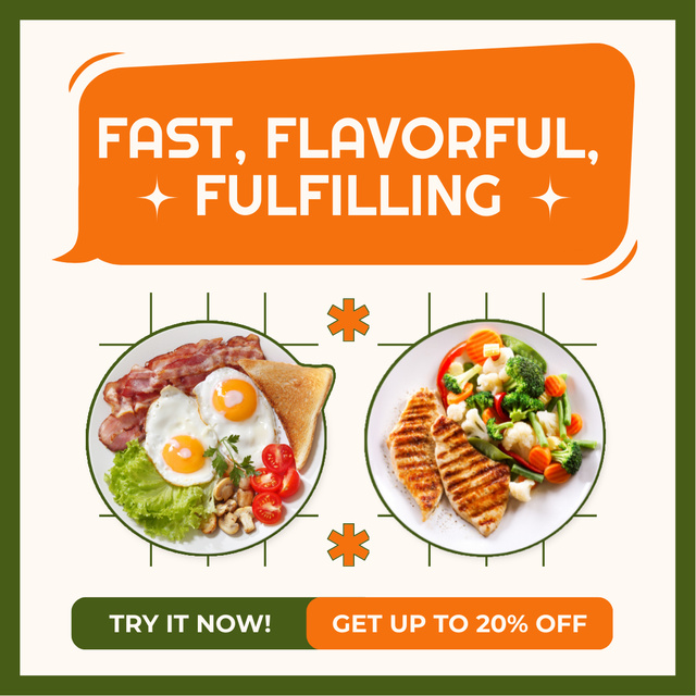 Fast and Fulfilling Food Offer Instagram AD Design Template