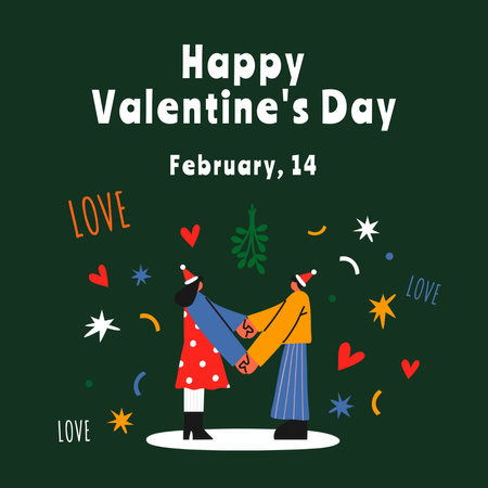 Platilla de diseño Congratulations on Valentine's Day with Couple in Love Instagram
