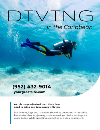 Designvorlage Scuba Diving Ad für Poster 8.5x11in
